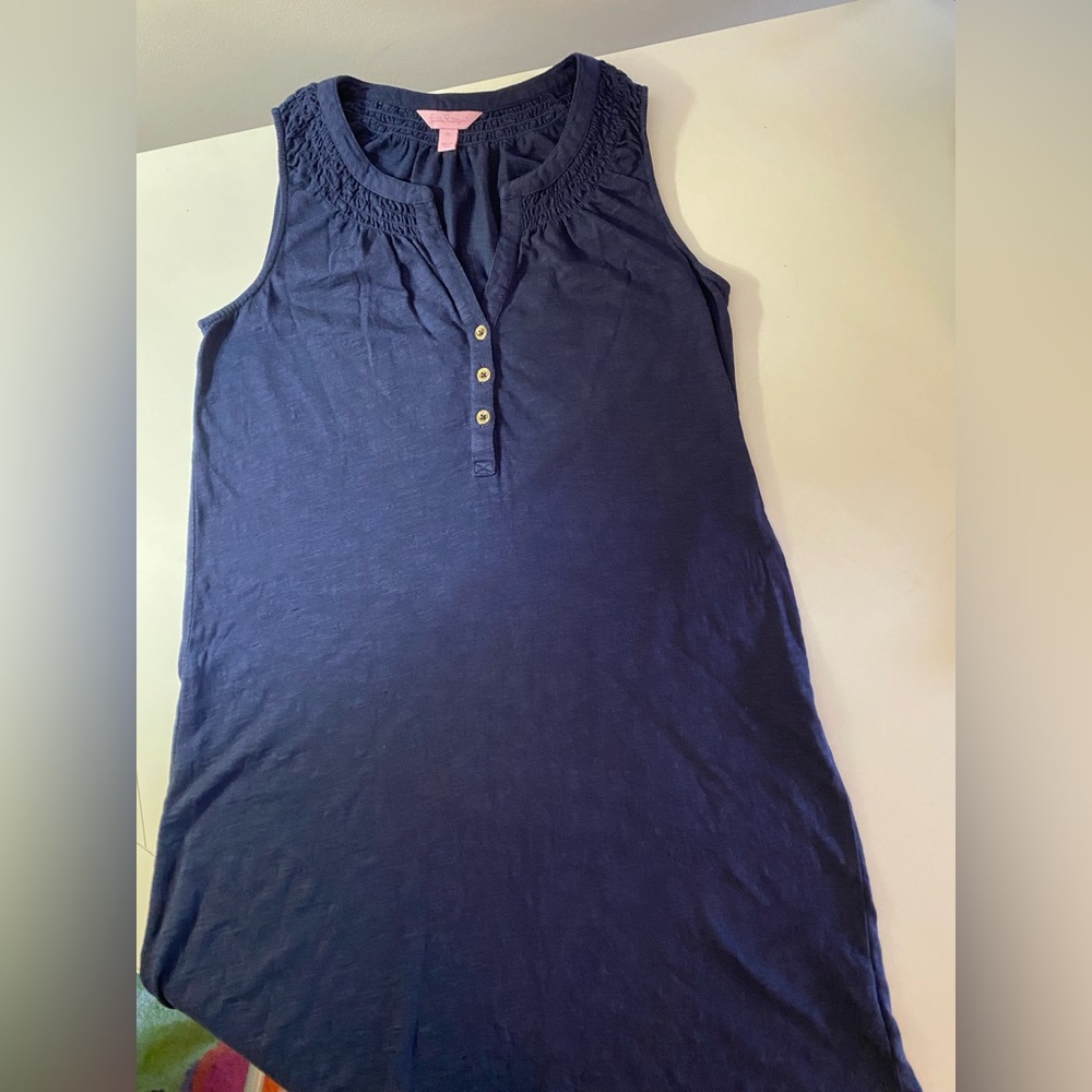Lilly Pulitzer Navy Dress with Gold Buttons